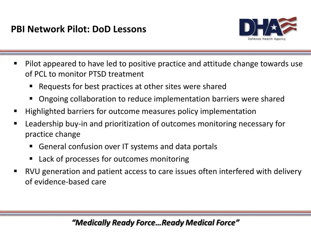 pbi network pilot dod lessons