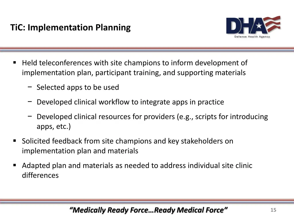 tic implementation planning
