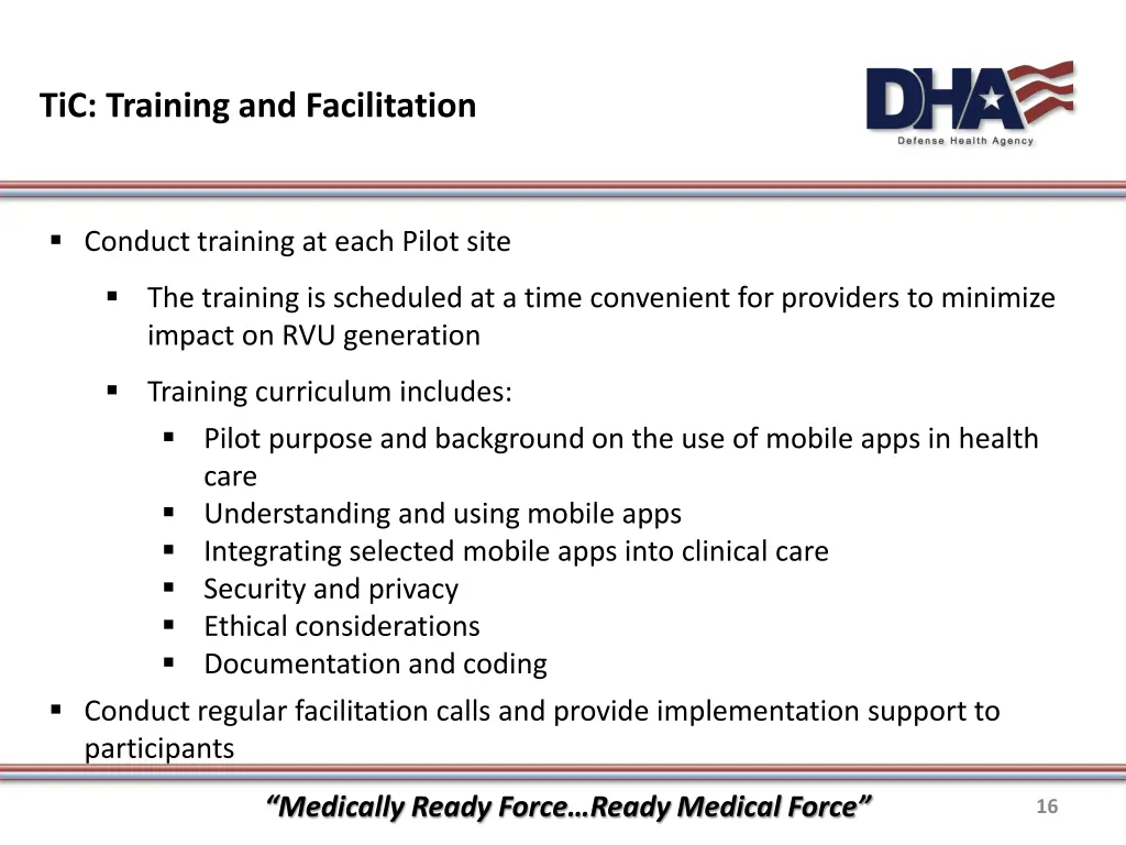 tic training and facilitation