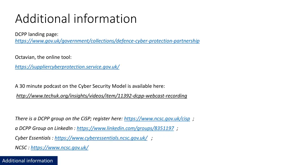 additional information
