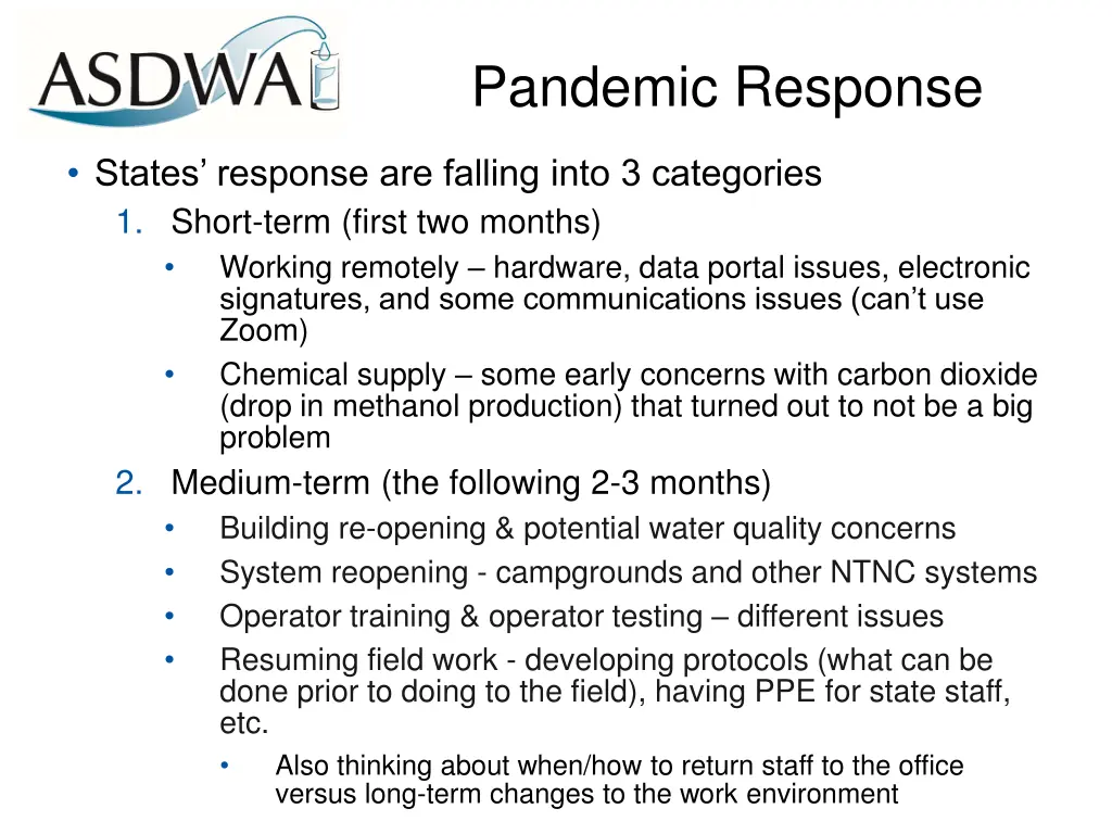pandemic response