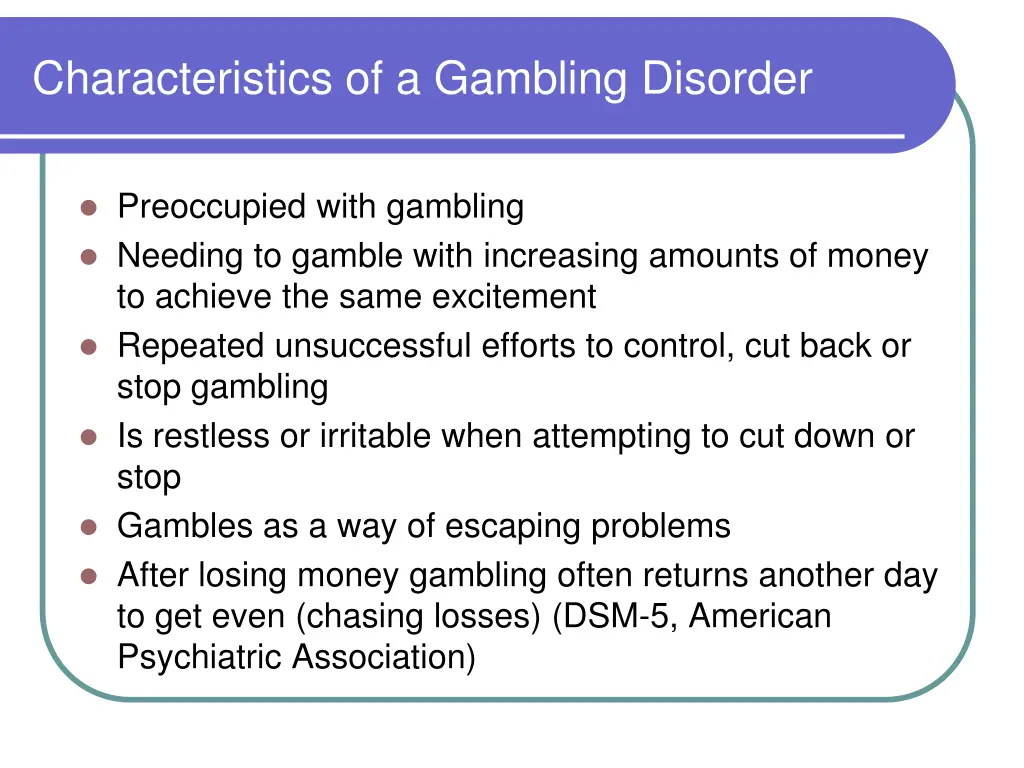 characteristics of a gambling disorder