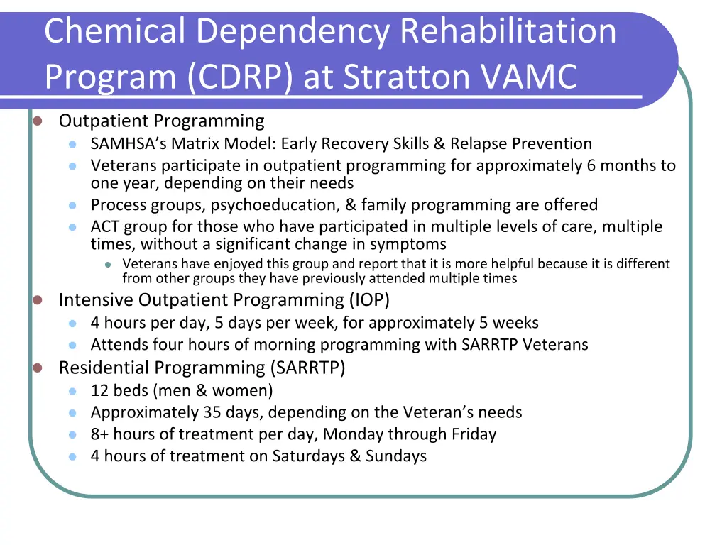 chemical dependency rehabilitation program cdrp