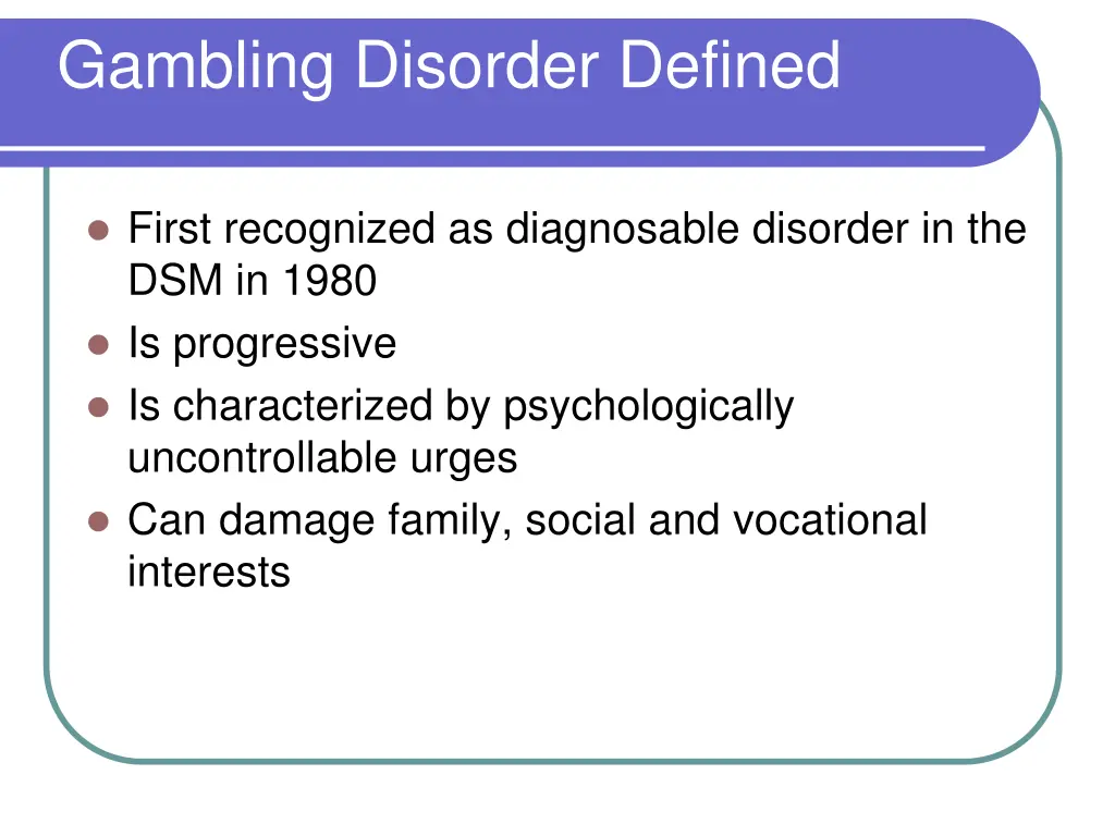 gambling disorder defined