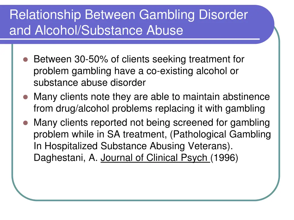 relationship between gambling disorder