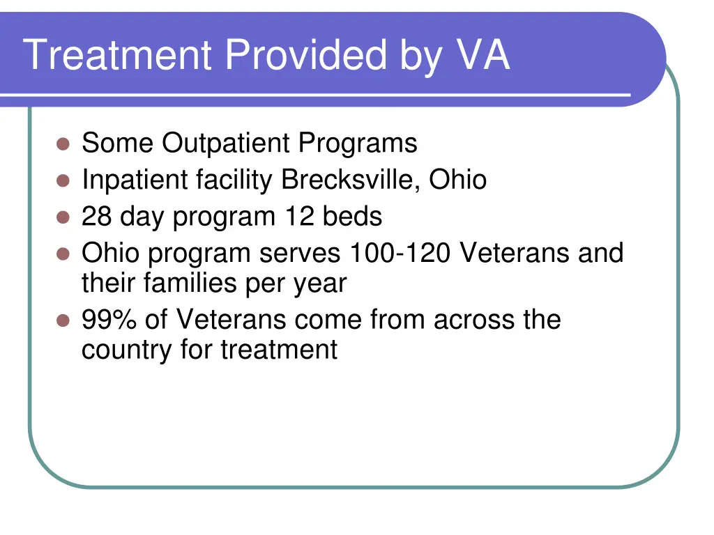 treatment provided by va