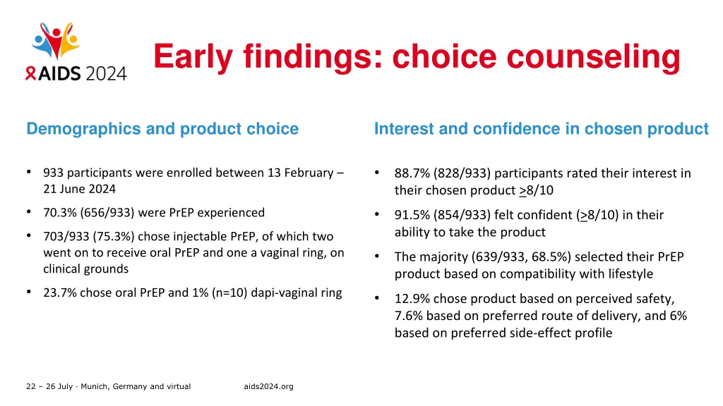 early findings choice counseling