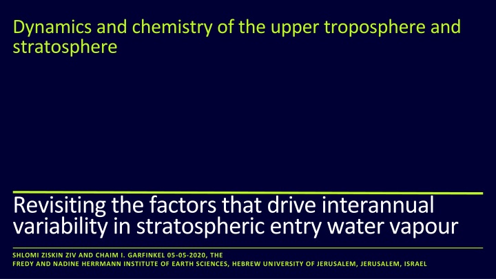 dynamics and chemistry of the upper troposphere