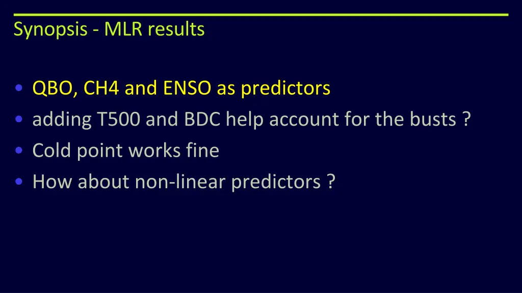 synopsis mlr results