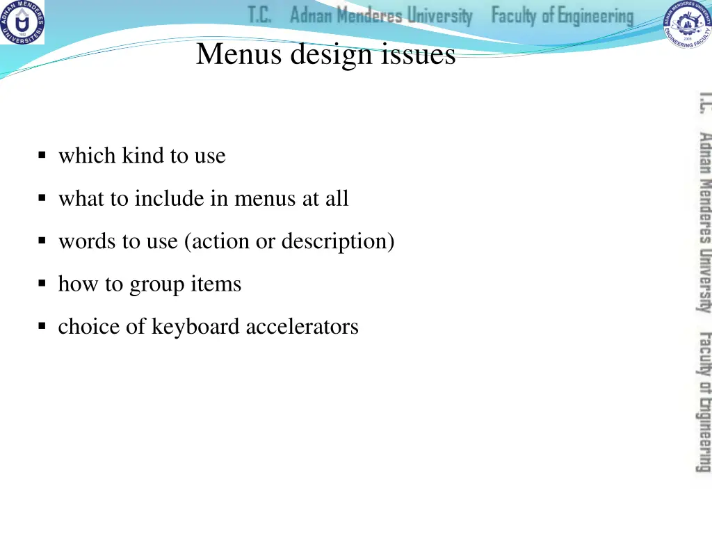 menus design issues