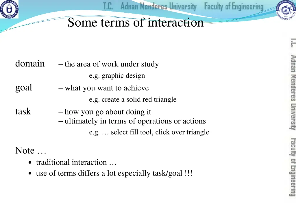 some terms of interaction
