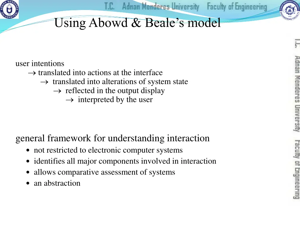 using abowd beale s model