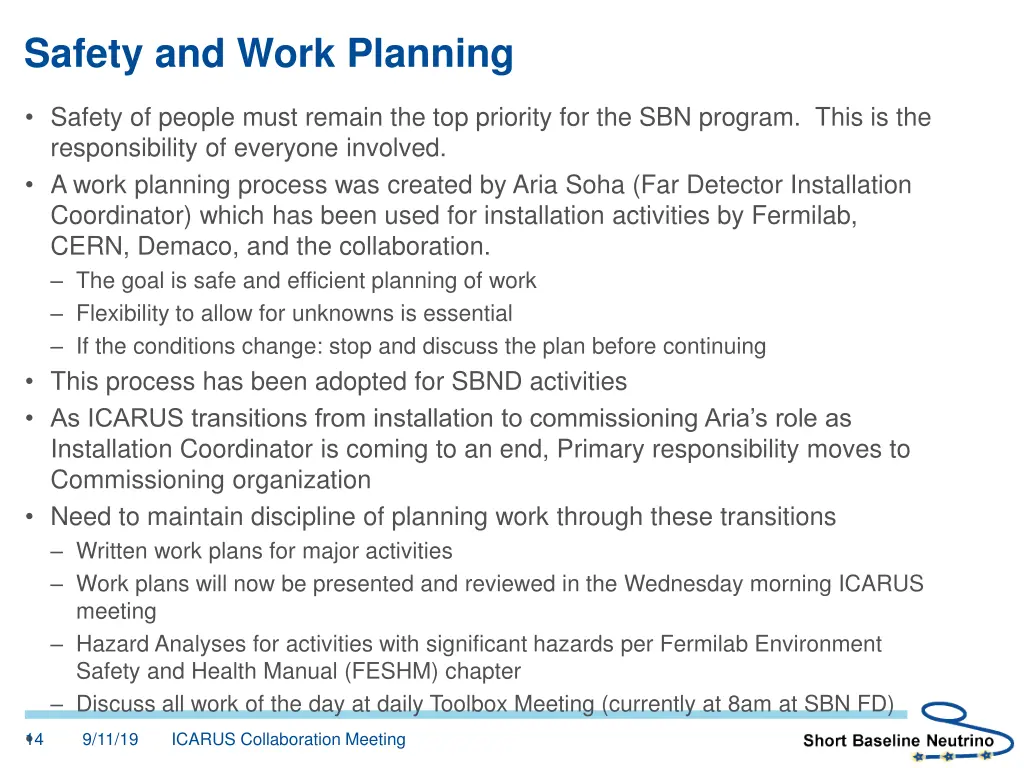 safety and work planning