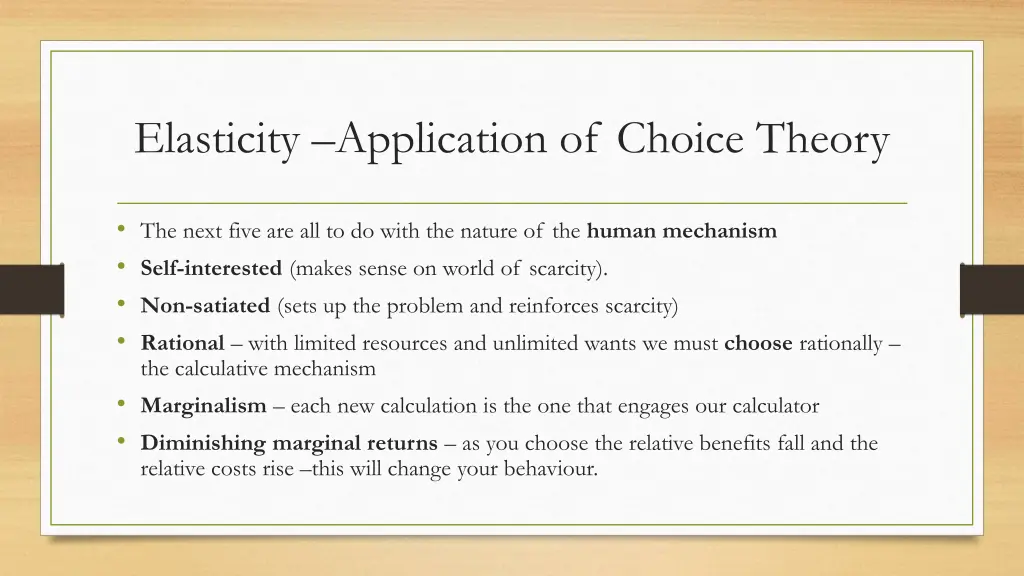 elasticity application of choice theory 1