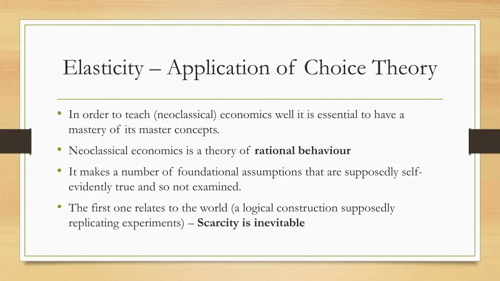 elasticity application of choice theory