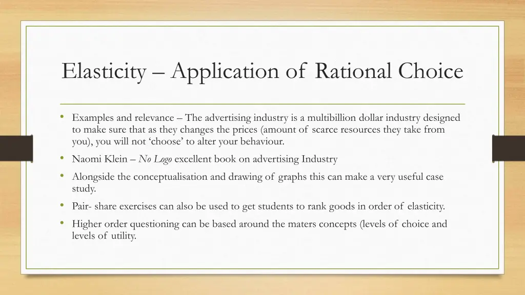 elasticity application of rational choice 12