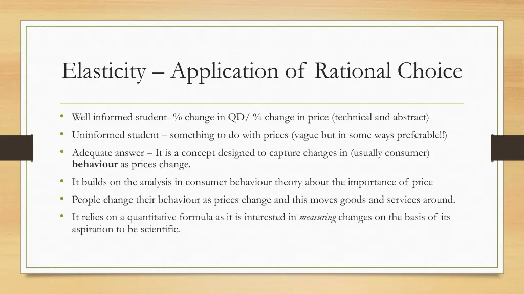 elasticity application of rational choice