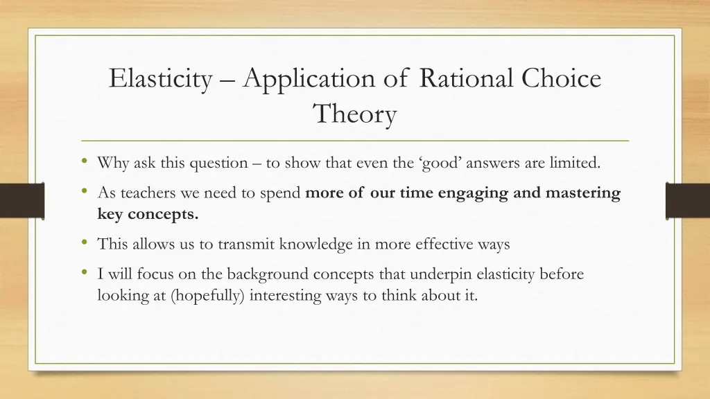 elasticity application of rational choice theory