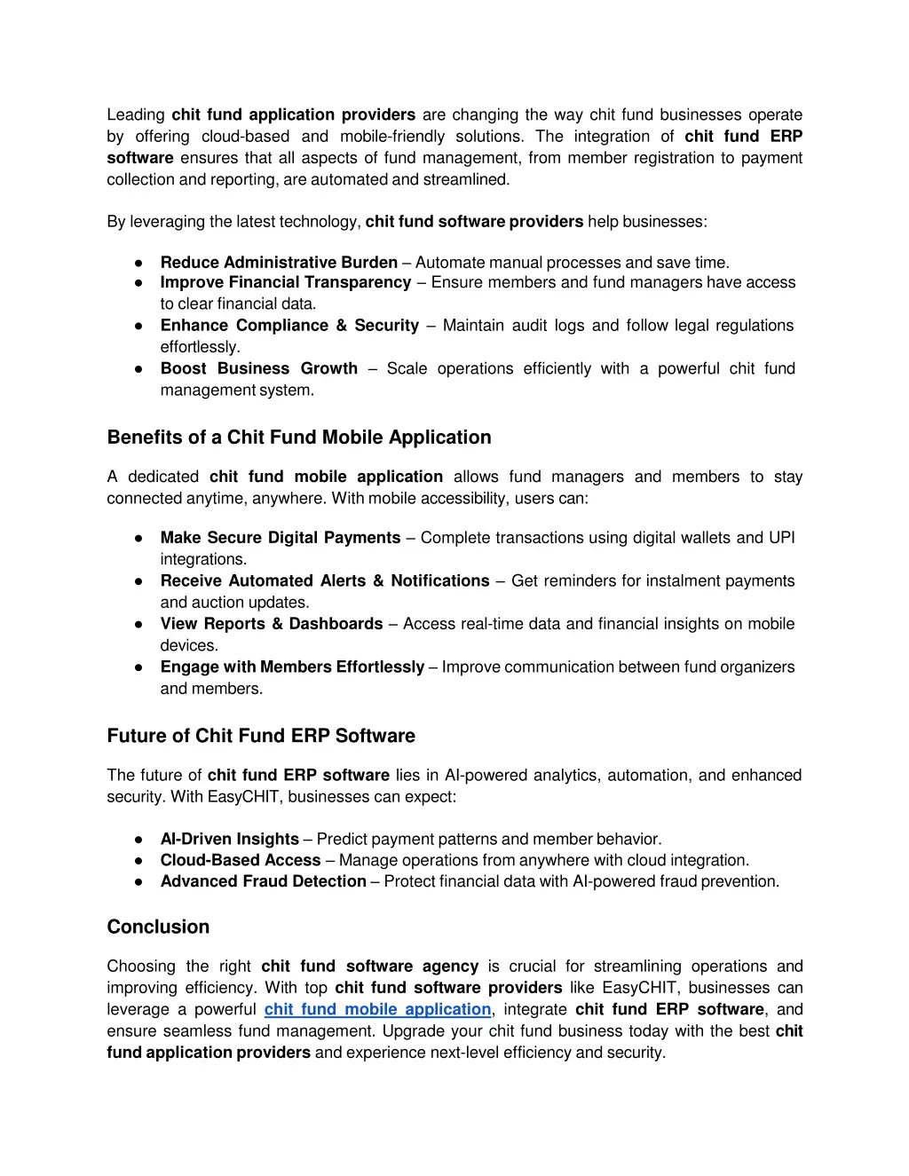 leading chit fund application providers