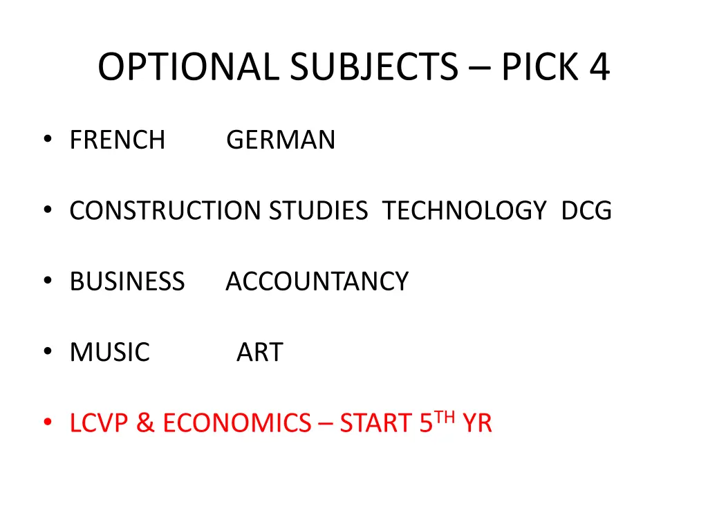 optional subjects pick 4