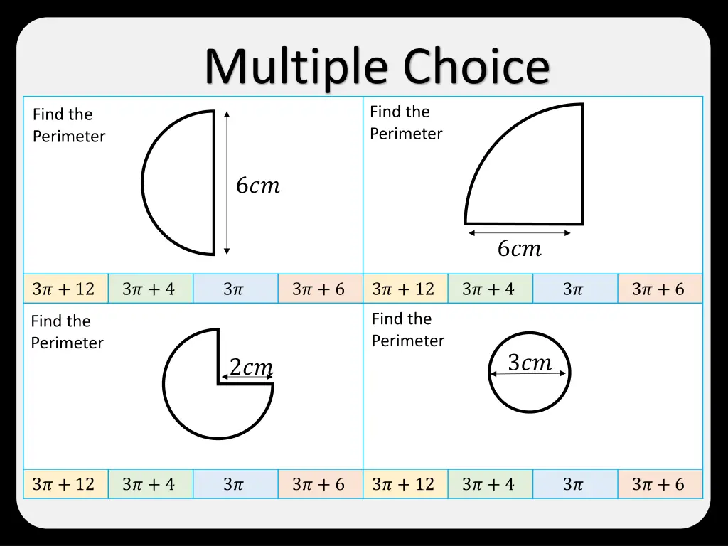 multiple choice find the perimeter
