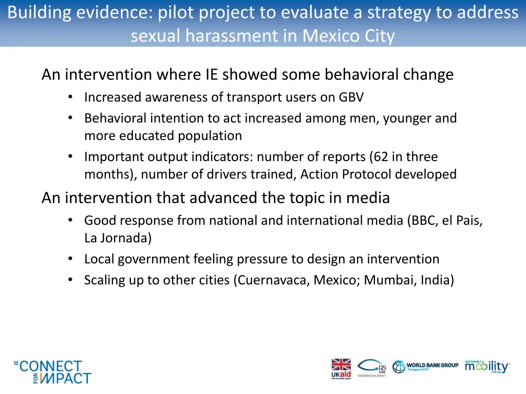 building evidence pilot project to evaluate 2