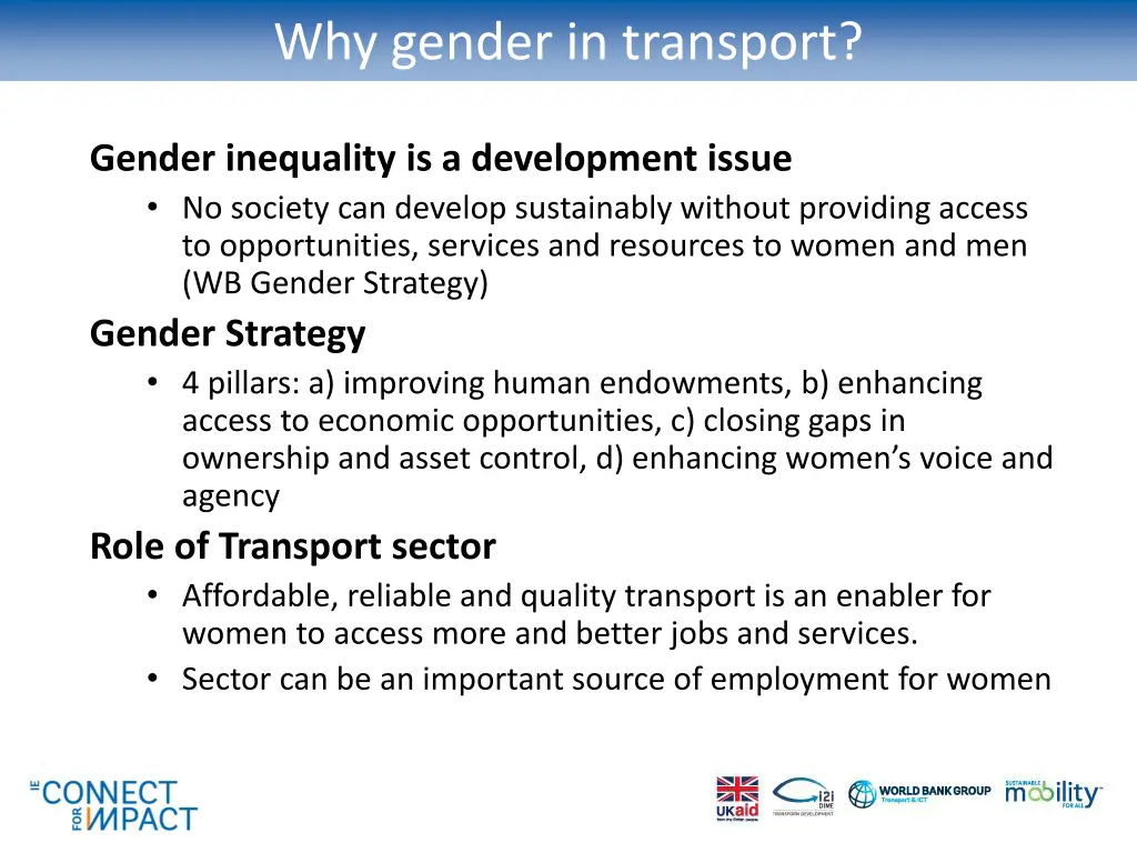 why gender in transport