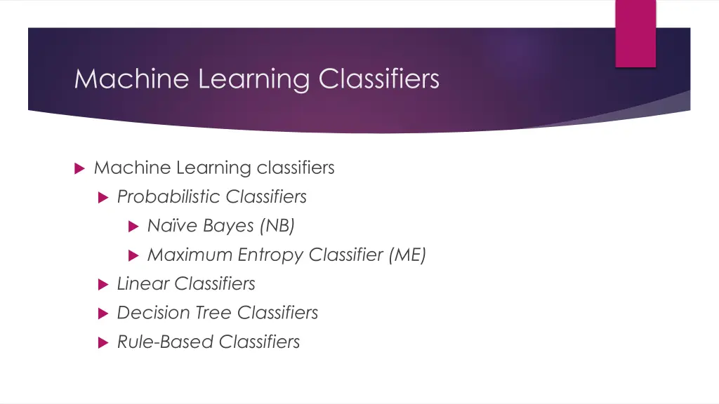 machine learning classifiers