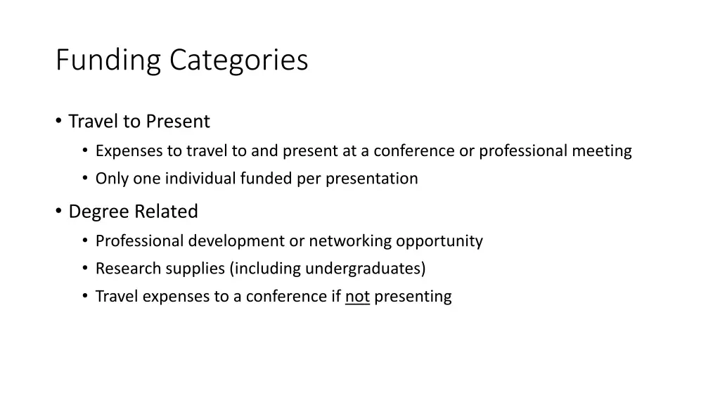 funding categories