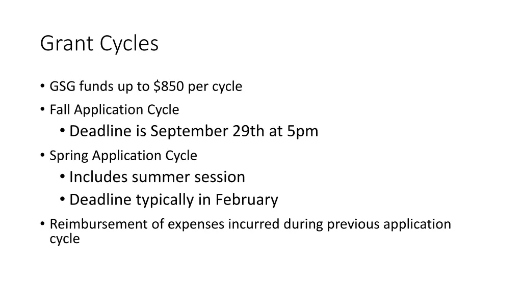 grant cycles