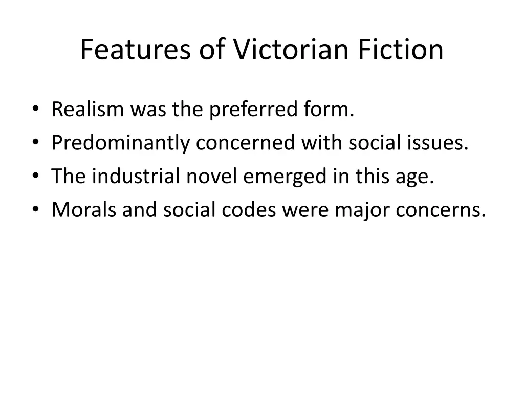 features of victorian fiction