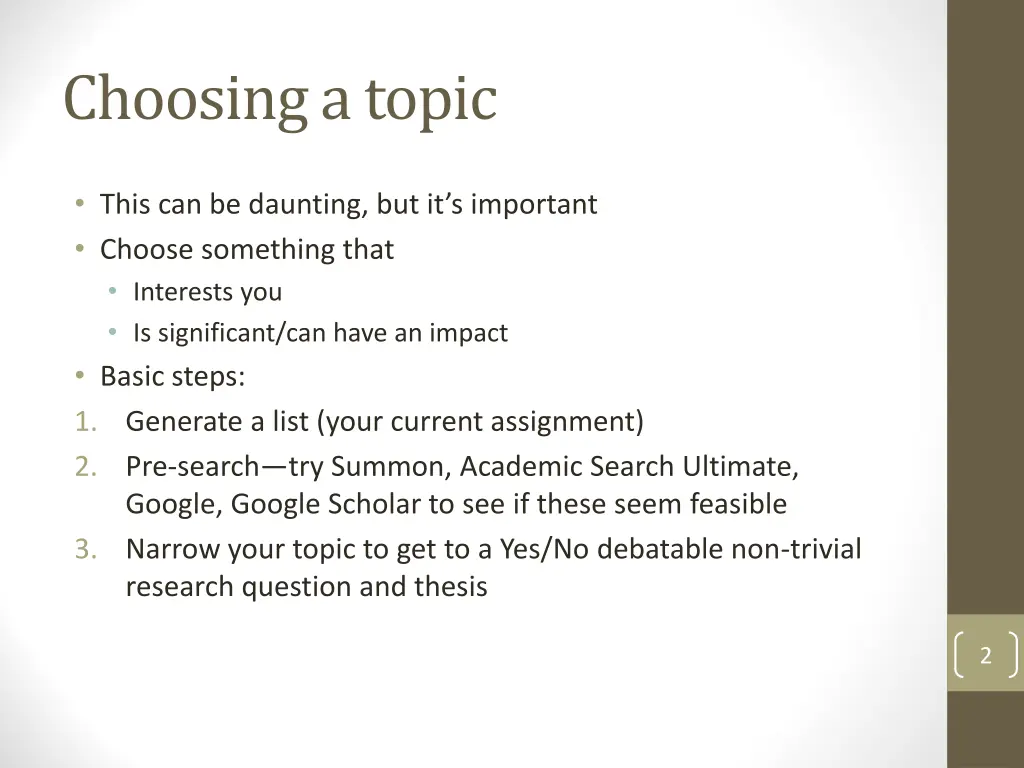 choosing a topic