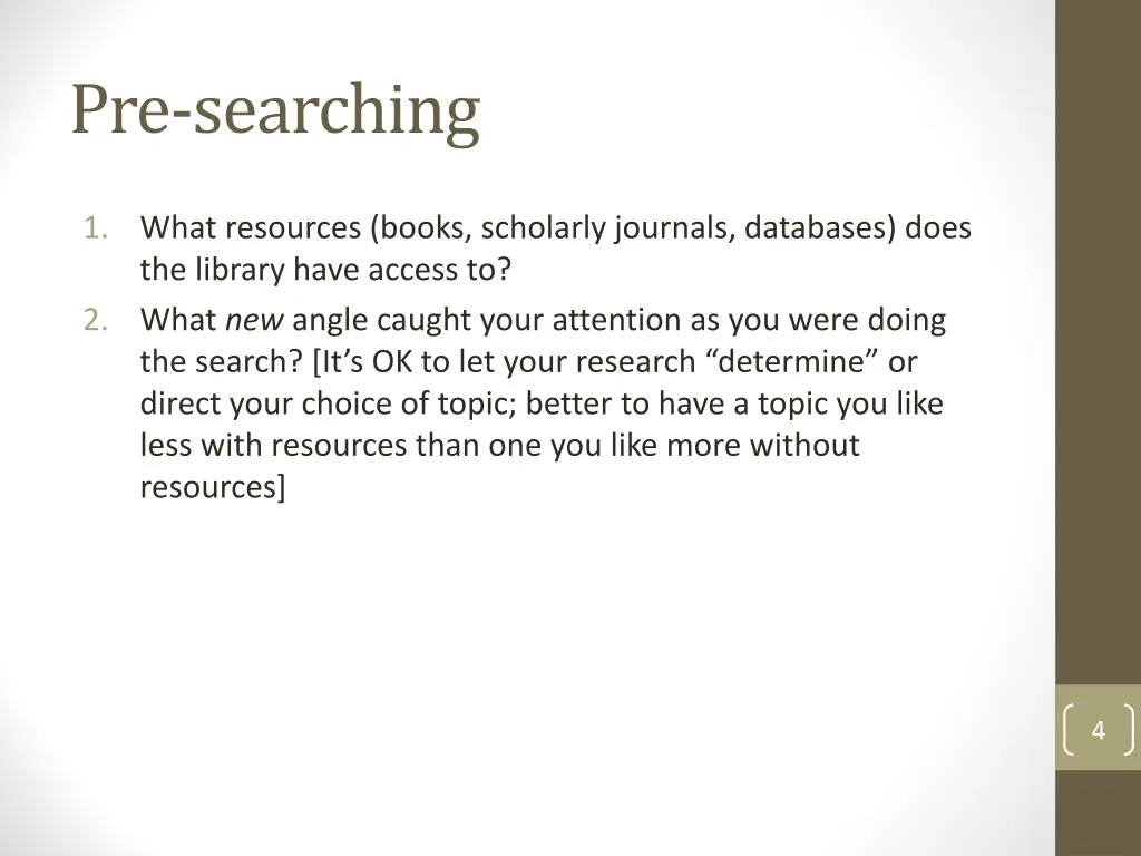 pre searching