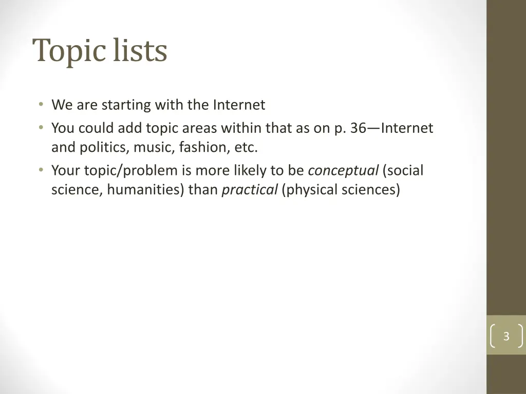 topic lists