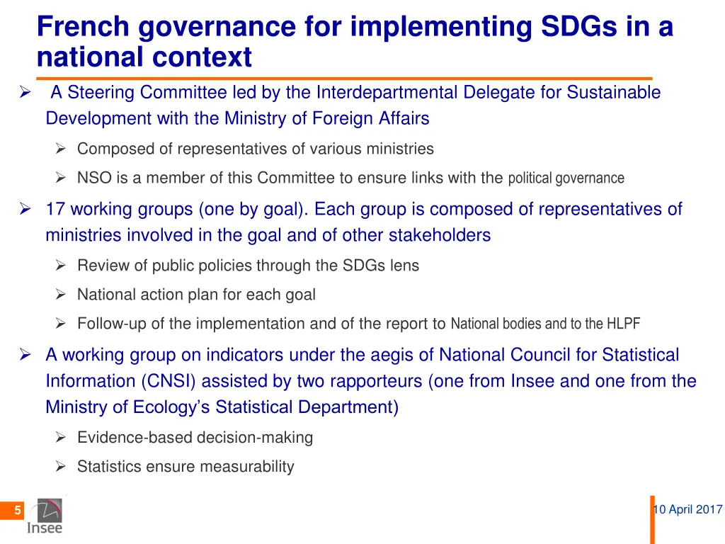 french governance for implementing sdgs