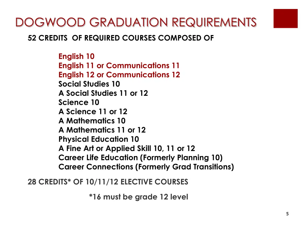 dogwood graduation requirements 1