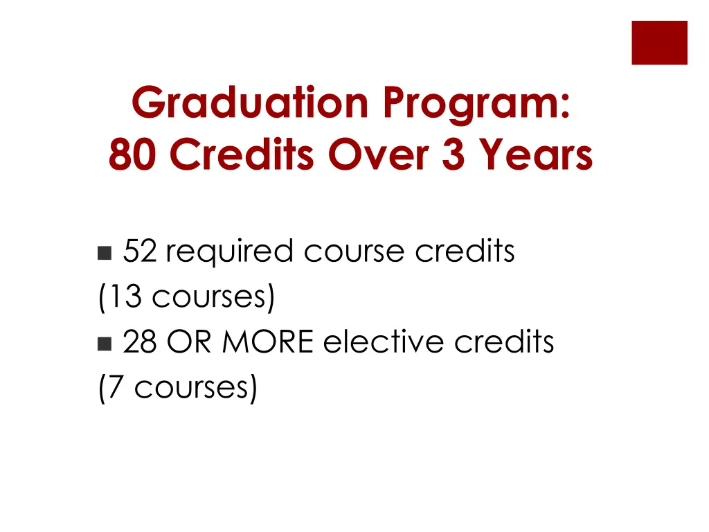 graduation program 80 credits over 3 years