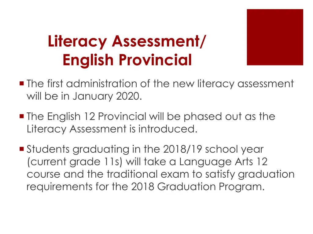 literacy assessment english provincial