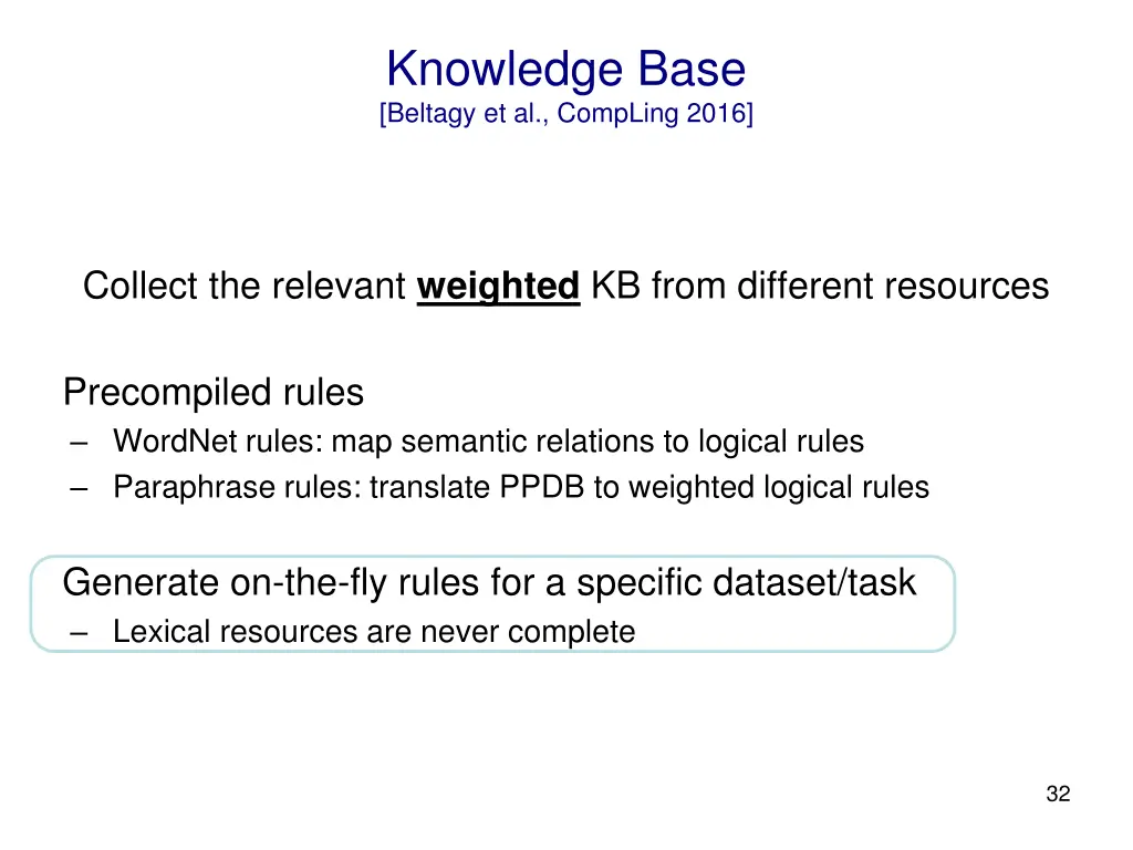 knowledge base beltagy et al compling 2016