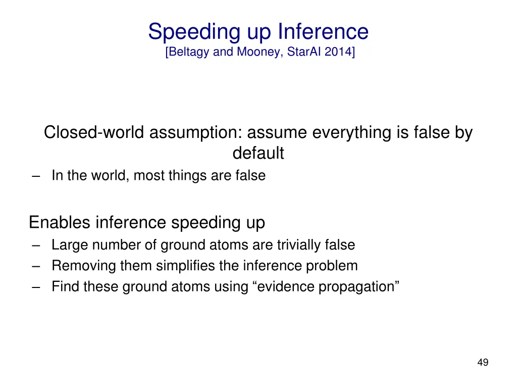 speeding up inference beltagy and mooney starai 2