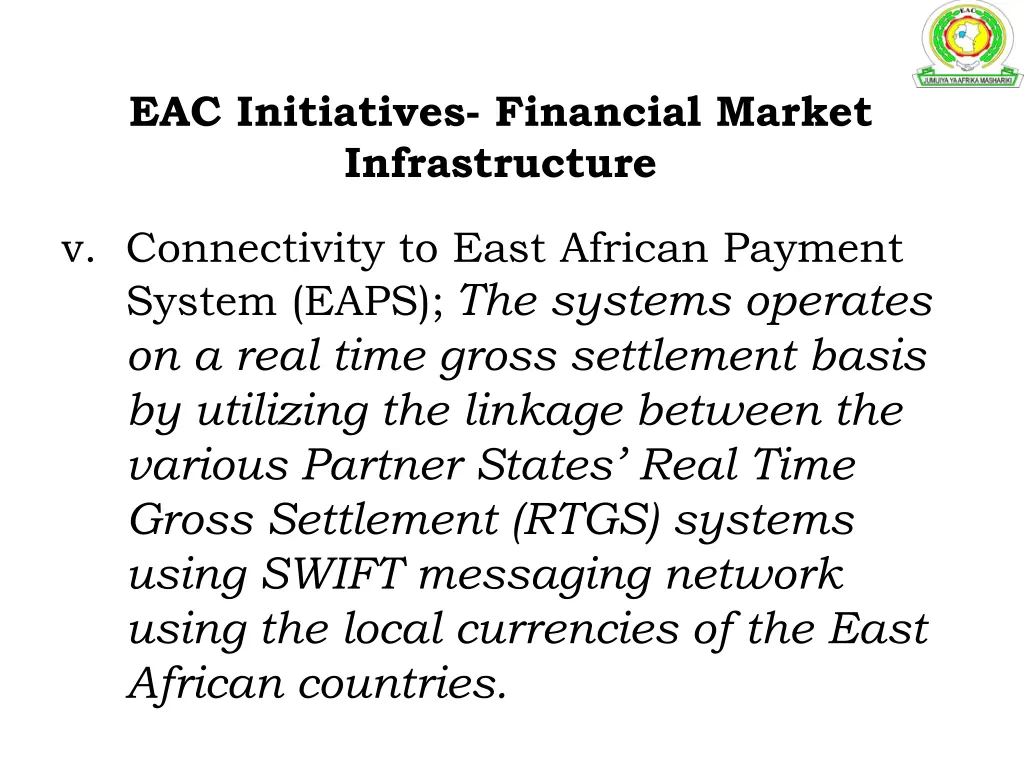 eac initiatives financial market infrastructure 2