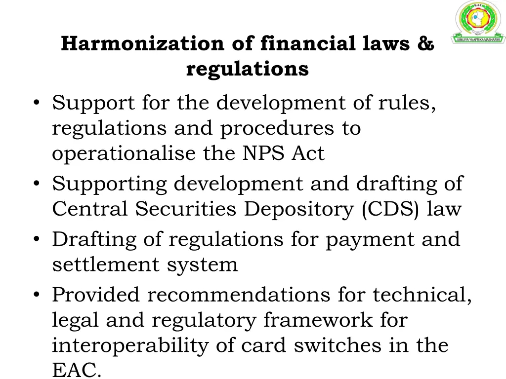 harmonization of financial laws regulations 1