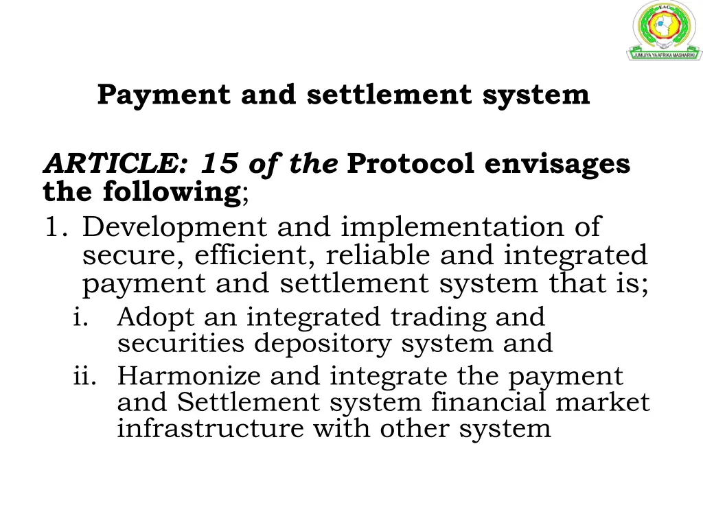 payment and settlement system