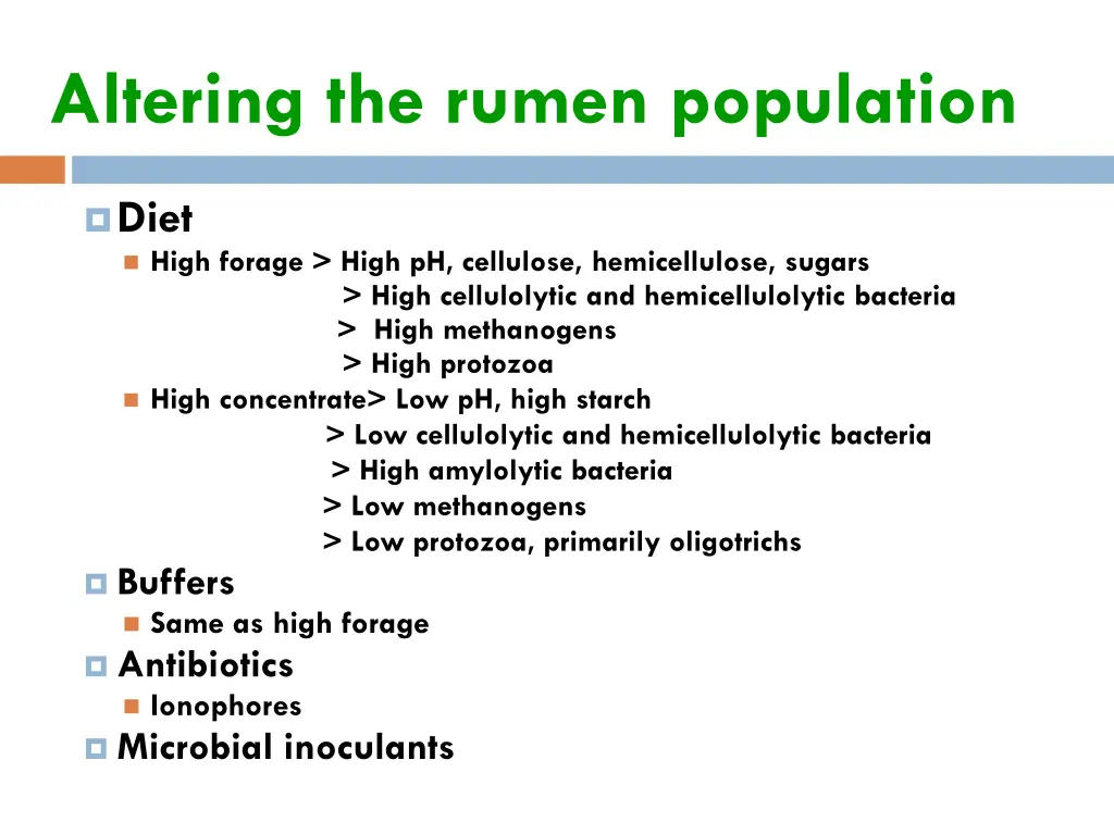 altering the rumen population