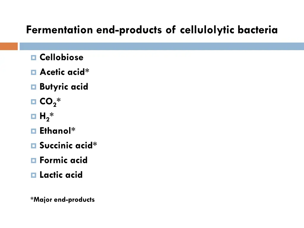 fermentation end products of cellulolytic bacteria