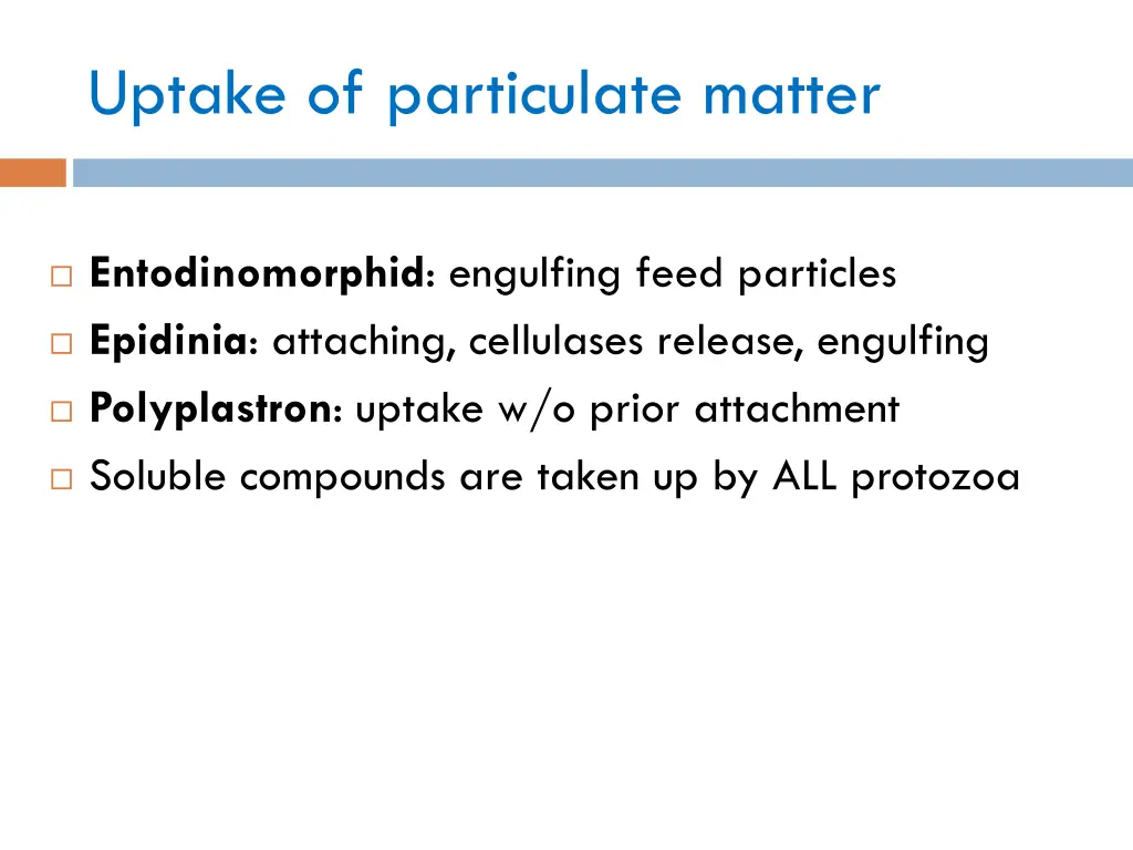 uptake of particulate matter