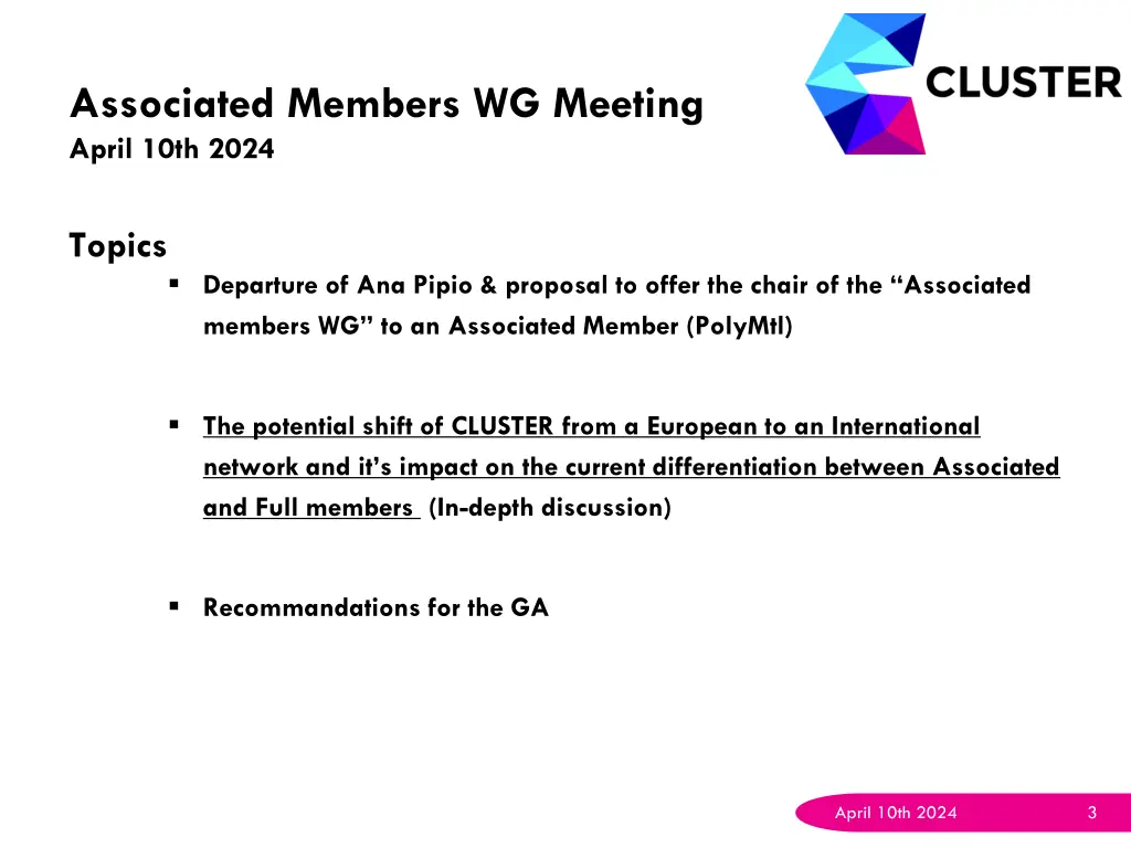 associated members wg meeting april 10th 2024