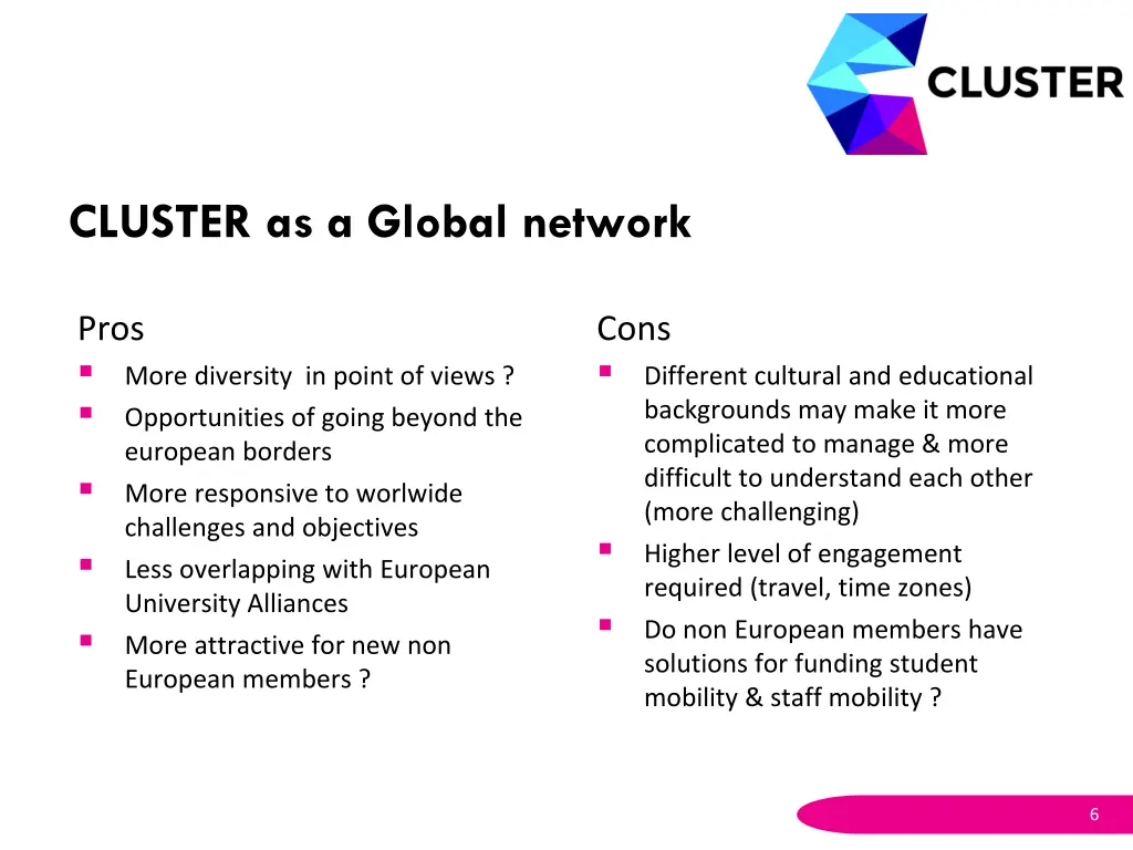 cluster as a global network