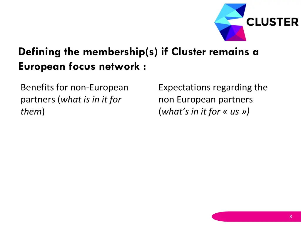 defining the membership s if cluster remains