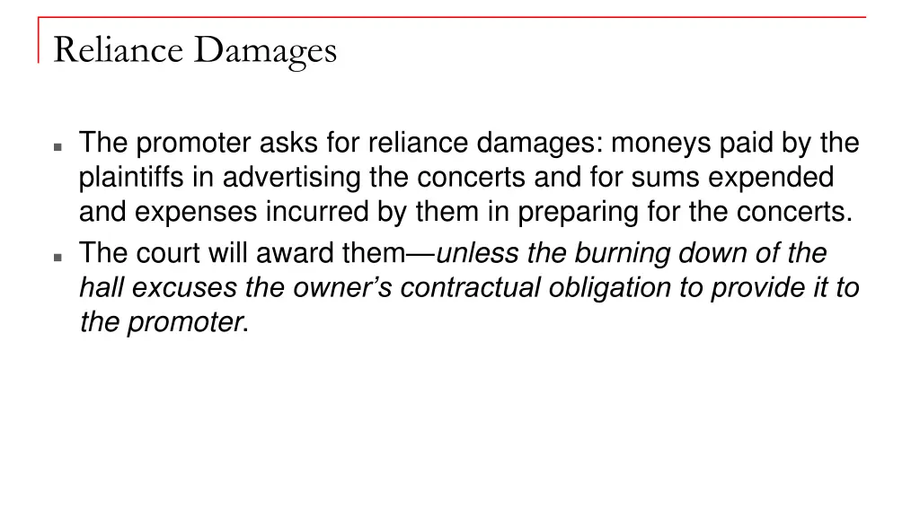 reliance damages